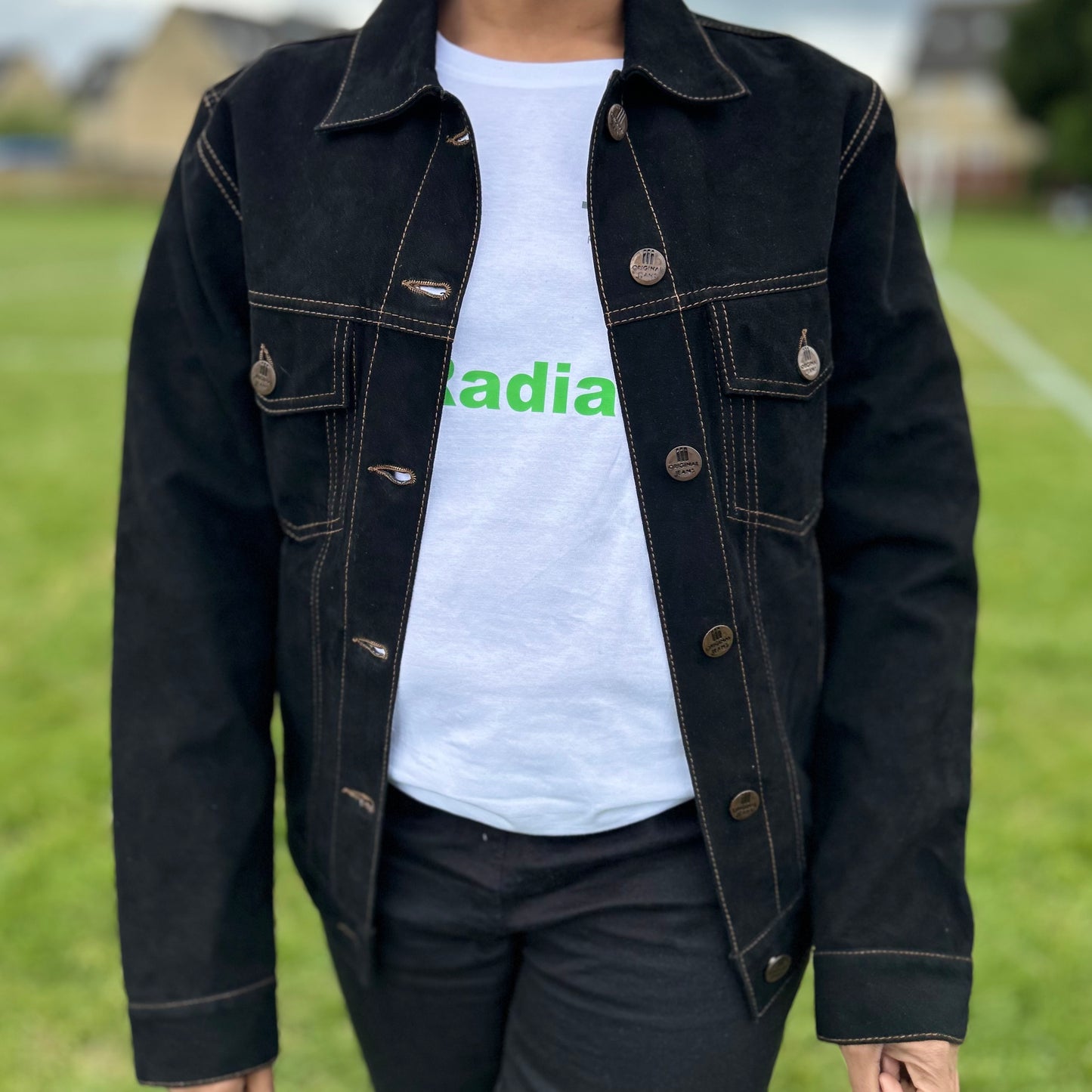 Genuine Suede Trucker Jacket - Navy