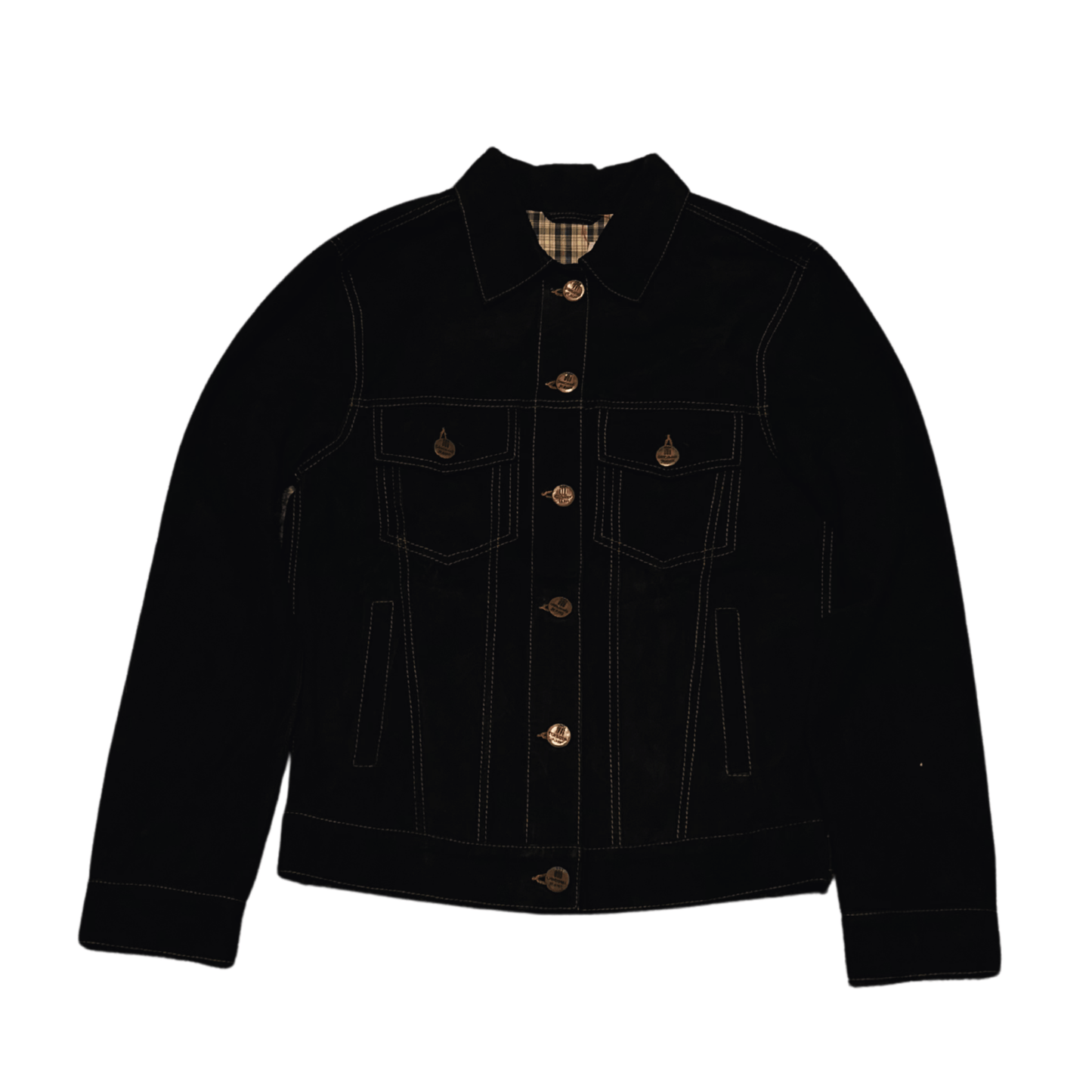 Genuine Suede Trucker Jacket - Navy - ValentiaClothingMy StoreValentia