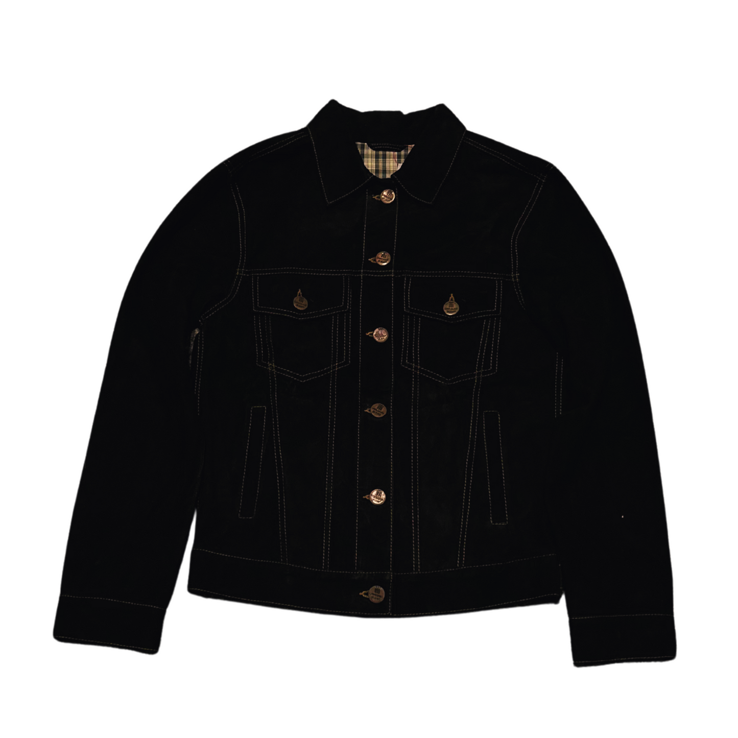 Genuine Suede Trucker Jacket - Navy