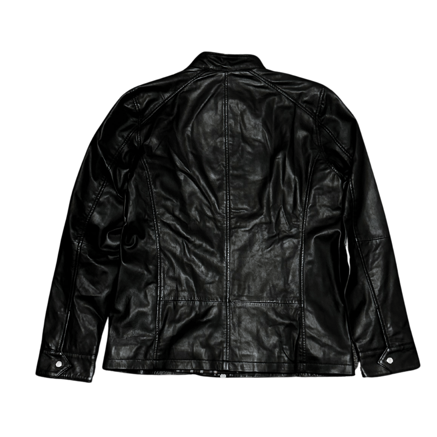 Genuine Leather Motorcycle Jacket - Black