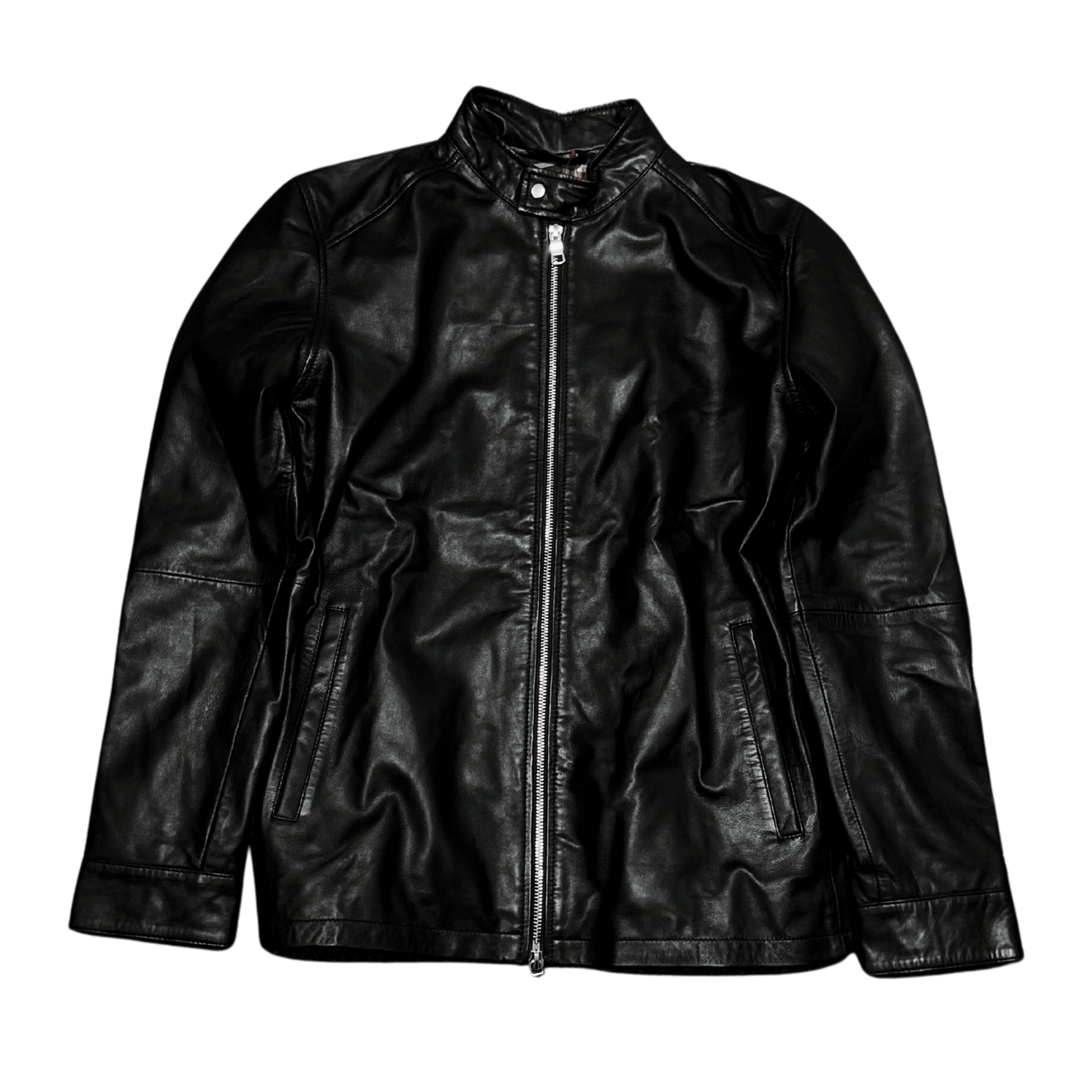Genuine Leather Motorcycle Jacket - Black - ValentiaClothingMy StoreValentia