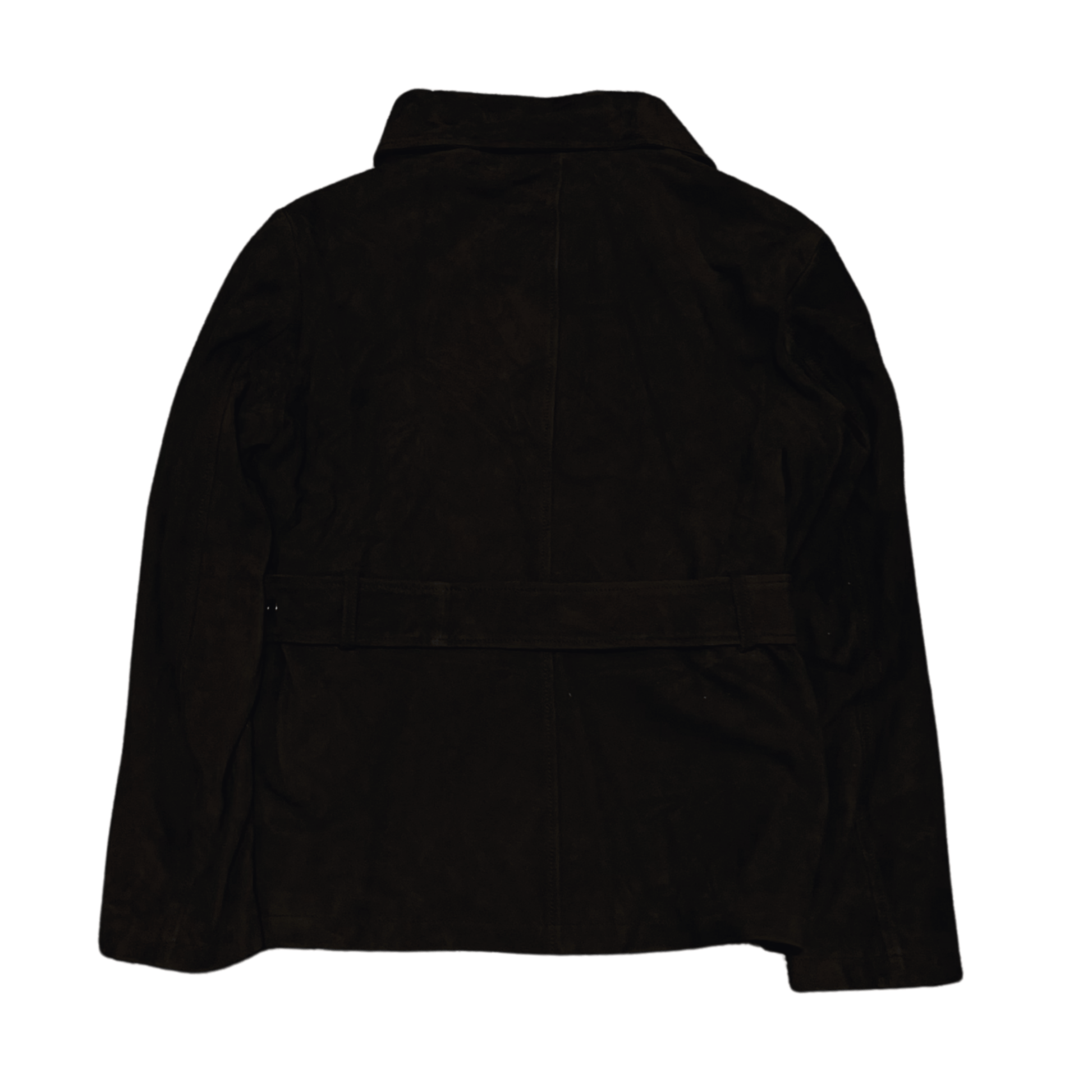Genuine Suede Belted Jacket - Dark Brown - ValentiaClothingMy StoreValentia