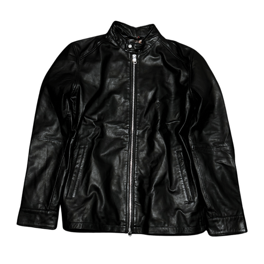 Genuine Leather Motorcycle Jacket - Black