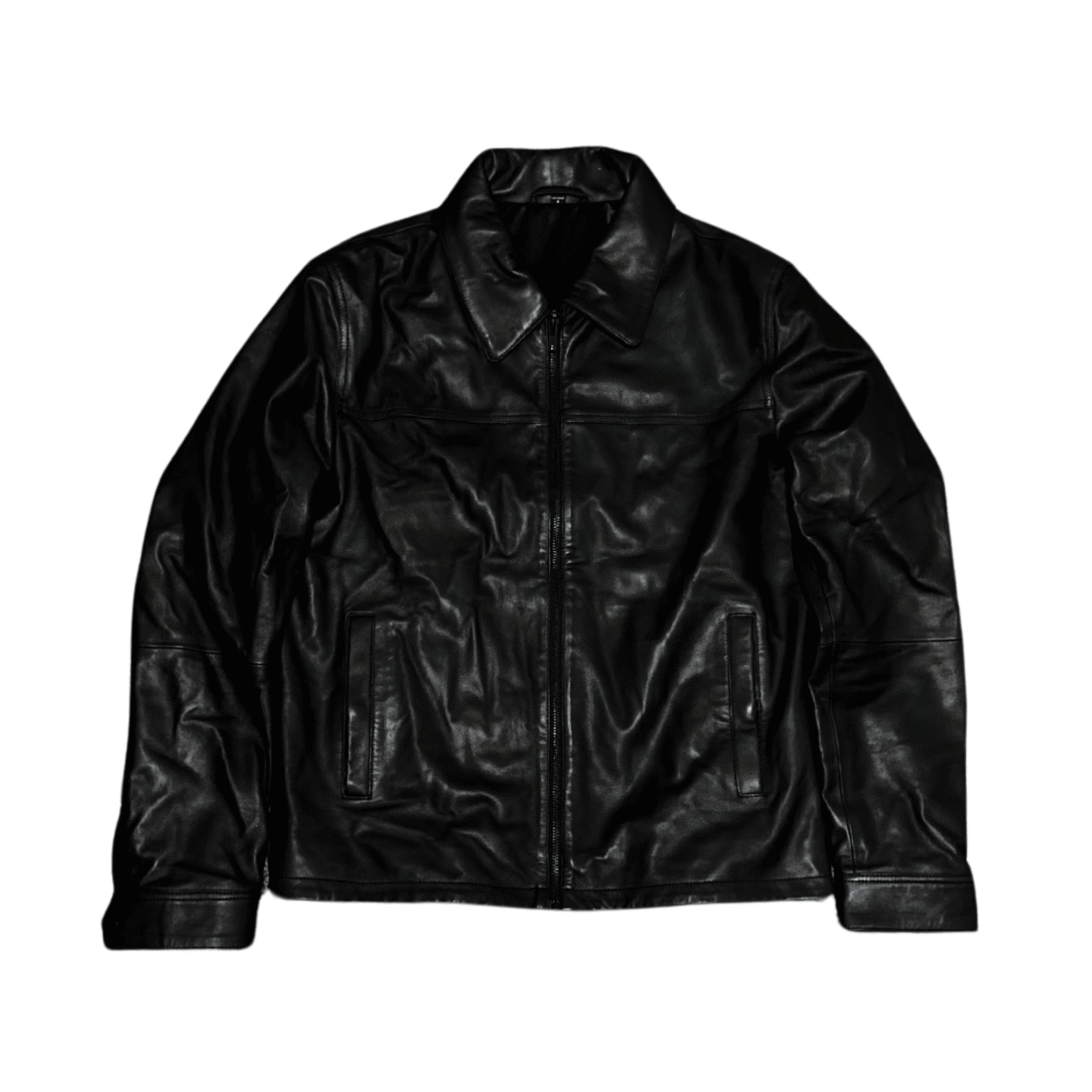 Collar Deather Jacket - Black
