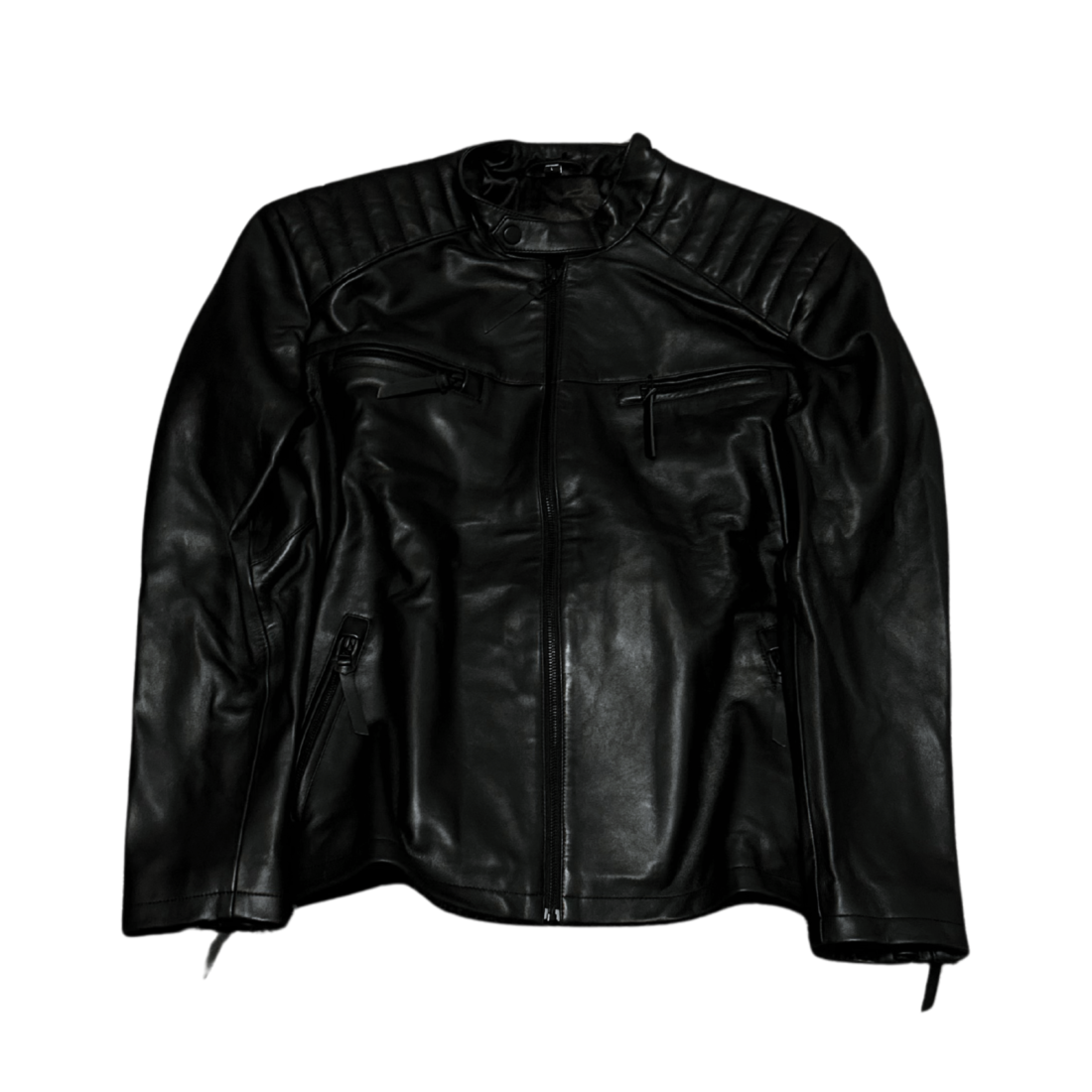 Padded leather jacket